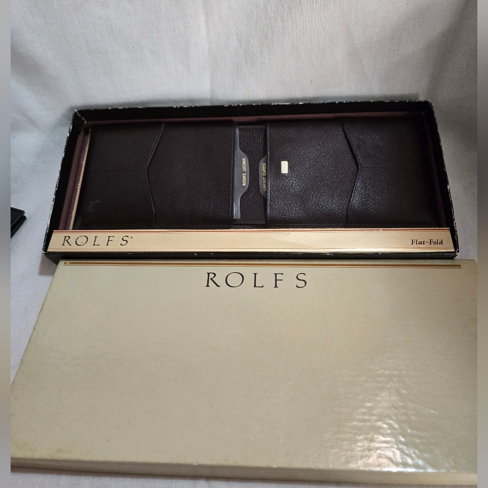 Rolfs Vintage Dark Brown Leather Flat-Fold Wallet NIB